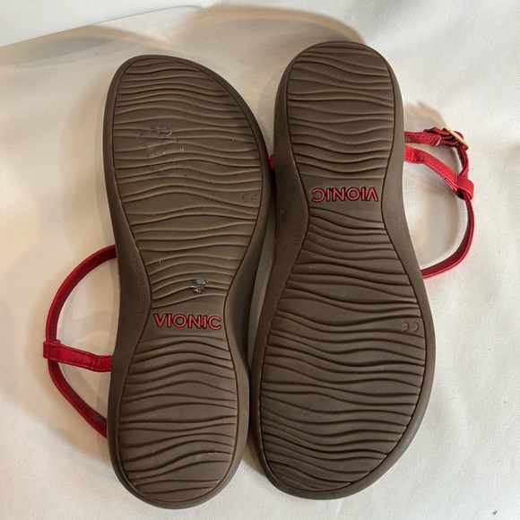 Vionic Sz 9 Studded Front Post Leather Sandals Buckle Closure Comfort Footbed - Picture 9 of 10